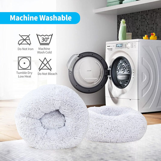 Cat Beds for Indoor Cats 15 inches Small Dog Bed Calming Plush Cat Bed Fluffy Round Dog Bed Donut Dog Bed Soft Puppy Pet Bed Cat Beds Kitten Beds for Indoor Kittens (Grey)